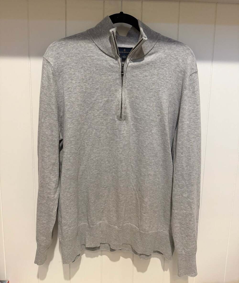 Brooks Brothers Men's Grey Quarter-Zip Pullover Sweater